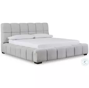 Jesstean Light Gray Performance Fabric King Upholstered Platform Bed