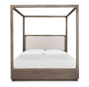 Westbourne Dark Umber and Milo Ivory Queen Upholstered Poster Bed