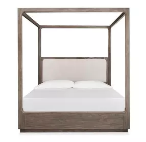 Ashford Lane Dark Umber and Milo Ivory King Upholstered Poster Bed