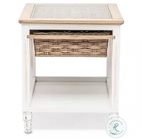 Ocean Mist Weathered White 1 Basket Rectangular End Table