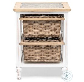 Ocean Mist Weathered Wood and White Distressed 2 Basket Storage Cabinet