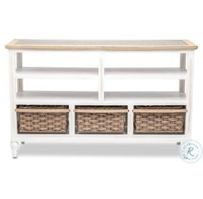 Ocean Mist Weathered White 3 Basket Entertainment Center