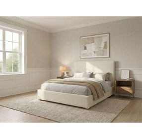 Zest Cream Upholstered Flanged Panel Bedroom Set