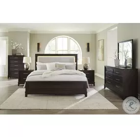 Neymorton Dark Grayish Brown Performance Fabric Upholstered Panel Bedroom Set