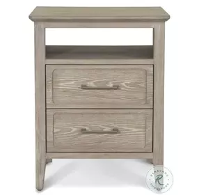 Harborview Glazed Driftwood 2 Drawer Nightstand with USB Charging