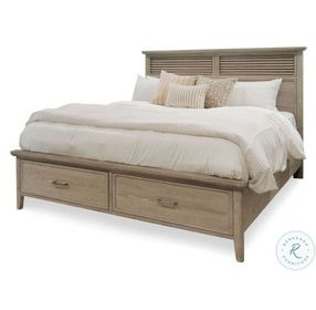 Harborview Glazed Driftwood Queen Bed with Storage