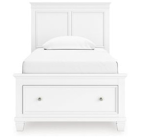 Fortman White Twin Storage Panel Bed
