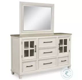 Shaybrock Antique White And Brown Dresser with Mirror