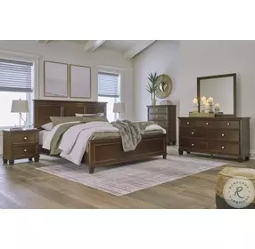 Danabrin Rich Brown Cherry Panel Bedroom Set