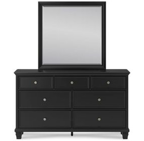 Lanolee Black 7 Drawer Dresser and Rectangular Mirror