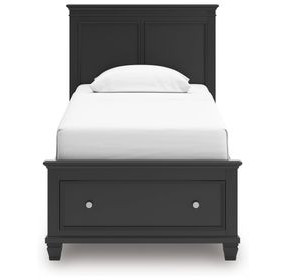 Lanolee Black Twin Storage Panel Bed