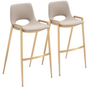 Desi Beige and Gold Bar Stool Set of 2