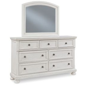 Robbinsdale Antique White 7 Drawer Dresser and Arched Mirror