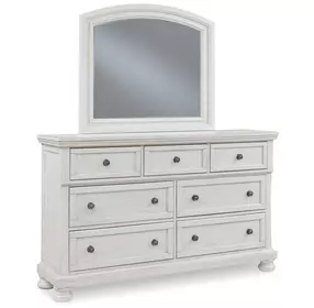 Robbinsdale Antique White 7 Drawer Dresser and Arched Mirror