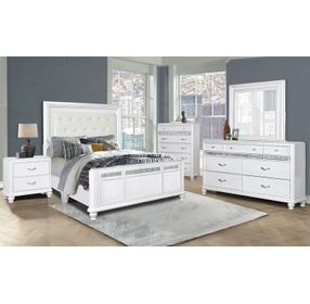 B00764 White Upholstered Panel Bedroom Set