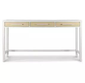 Miramar Sand and Stark White Rectangular Console Table with USB Charging