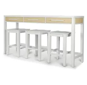 Miramar Stark White Rectangular Console Table with Stools and USB Charging
