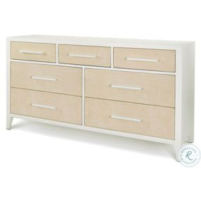 Oceanview Sand and Stark White 7 Drawer Woven Dresser