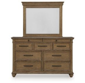 Waynely Medium Brown Dresser and Mirror