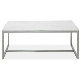 Isolde White and Brushed Nickel Rectangular Marble Top Cocktail Table