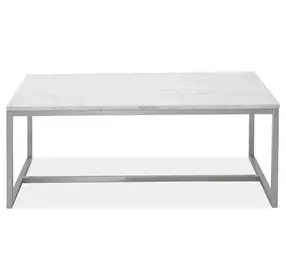 Isolde White and Brushed Nickel Rectangular Marble Top Cocktail Table