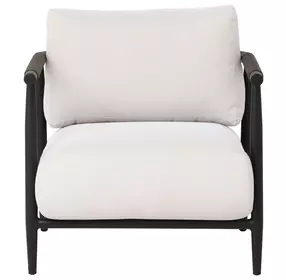 Brielle Palazzo Cream and Black Performance Fabric Upholstered Outdoor Lounge Chair