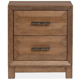 Callisto Bourbon Brown 2 Drawer Nightstand with USB Charging
