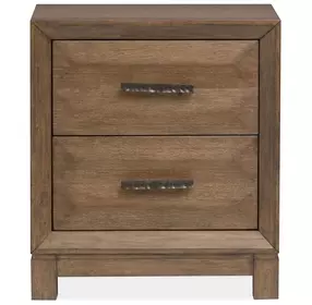 Callisto Bourbon Brown 2 Drawer Nightstand with USB Charging