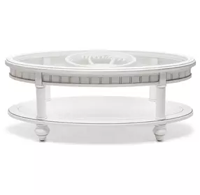Monaco Blanc Oval Glass Top Coffee Table with Anchor Insert
