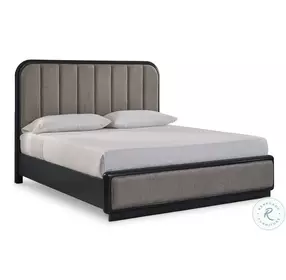 Rowanbeck Gray And Black California King Upholstered Panel Bed