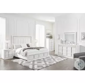 Chalanna White Lacquer Upholstered Panel Storage Bedroom Set