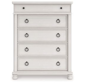 Greddinton Antique White 5 Drawer Chest