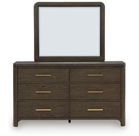 Brillynd Burnished Brown 6 Drawer Dresser and Rectangular Mirror