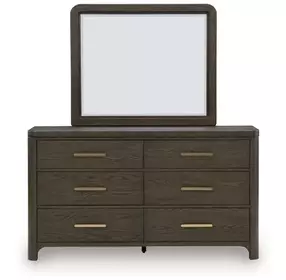 Darimore Burnished Brown 6 Drawer Dresser and Rectangular Mirror