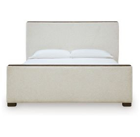 Brillynd Burnished Brown and White Performance Fabric California King Upholstered Panel Bed
