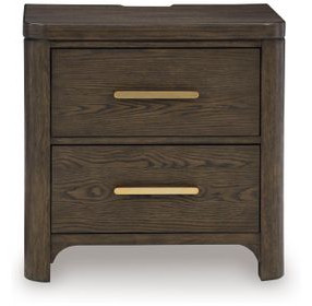 Brillynd Rich Burnished Brown 2 Drawer Nightstand with USB Charging