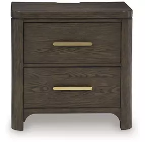 Darimore Rich Burnished Brown 2 Drawer Nightstand with USB Charging