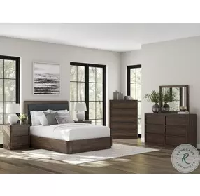 Kendamor Dark Brown Upholstered Panel Bedroom Set