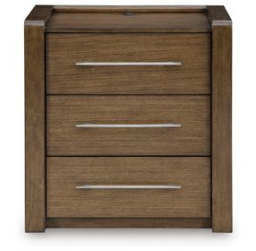 Marxmore Brown 3 Drawer Nightstand with USB Charging