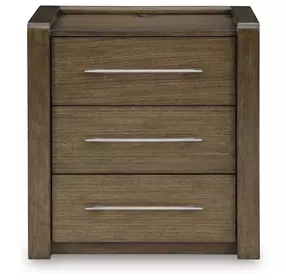Marxmore Brown 3 Drawer Nightstand with USB Charging