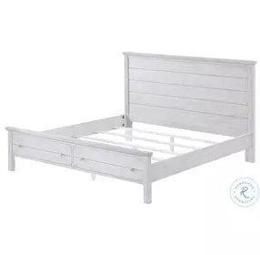 Lakeside Distressed White King Bed with Storage