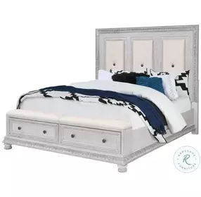 B00912 Frosted White Storage Queen Panel Bed