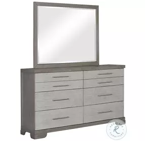 B00913 Water White And Light Taupe Dresser with Mirror