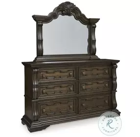 Maylee Dark Brown Dresser with Mirror