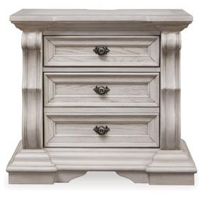 Valleymont Antique White 3 Drawer Nightstand with USB Charging