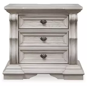Andonhall Antique White 3 Drawer Nightstand with USB Charging