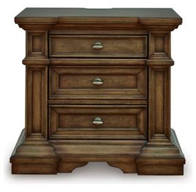 Thoridan Brown 3 Drawer Nightstand with USB Charging