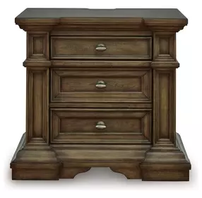 Thoridan Brown 3 Drawer Nightstand with USB Charging