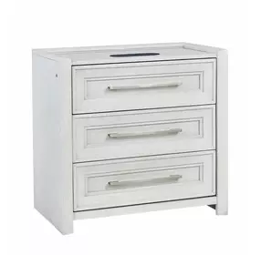 B00967 White Drawer Nightstand With LED Lighting