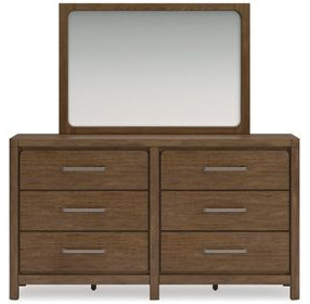 Cabalynn Light Brown 6 Drawer Dresser and Rectangular Mirror